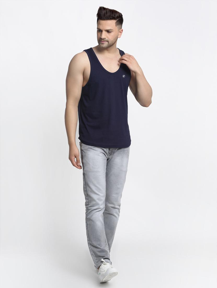 navy blue solid vest - 17630309 - Standard Image - 4