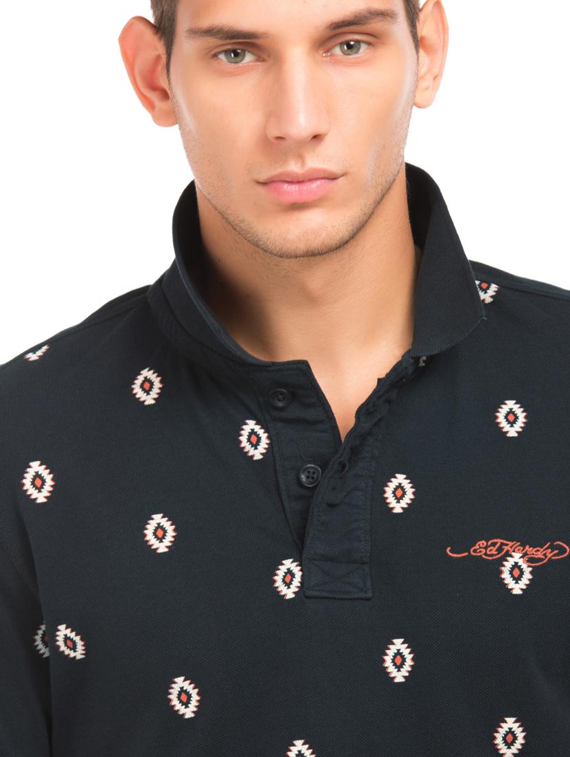 navy blue printed polo t-shirt - 17630884 - Standard Image - 4