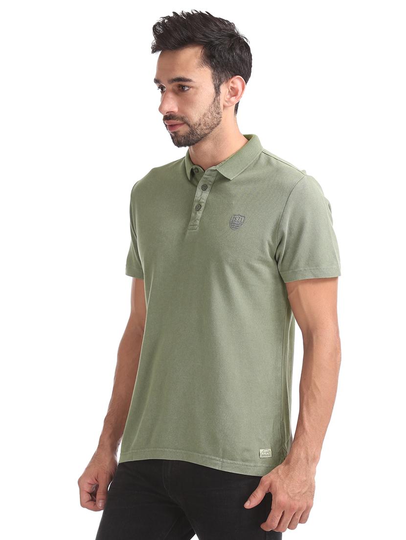green solid polo t-shirt - 17630907 - Standard Image - 1
