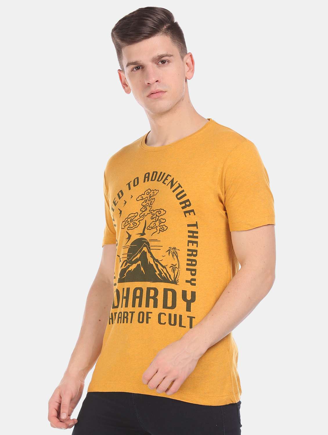 orange printed t-shirt - 17631229 - Standard Image - 1