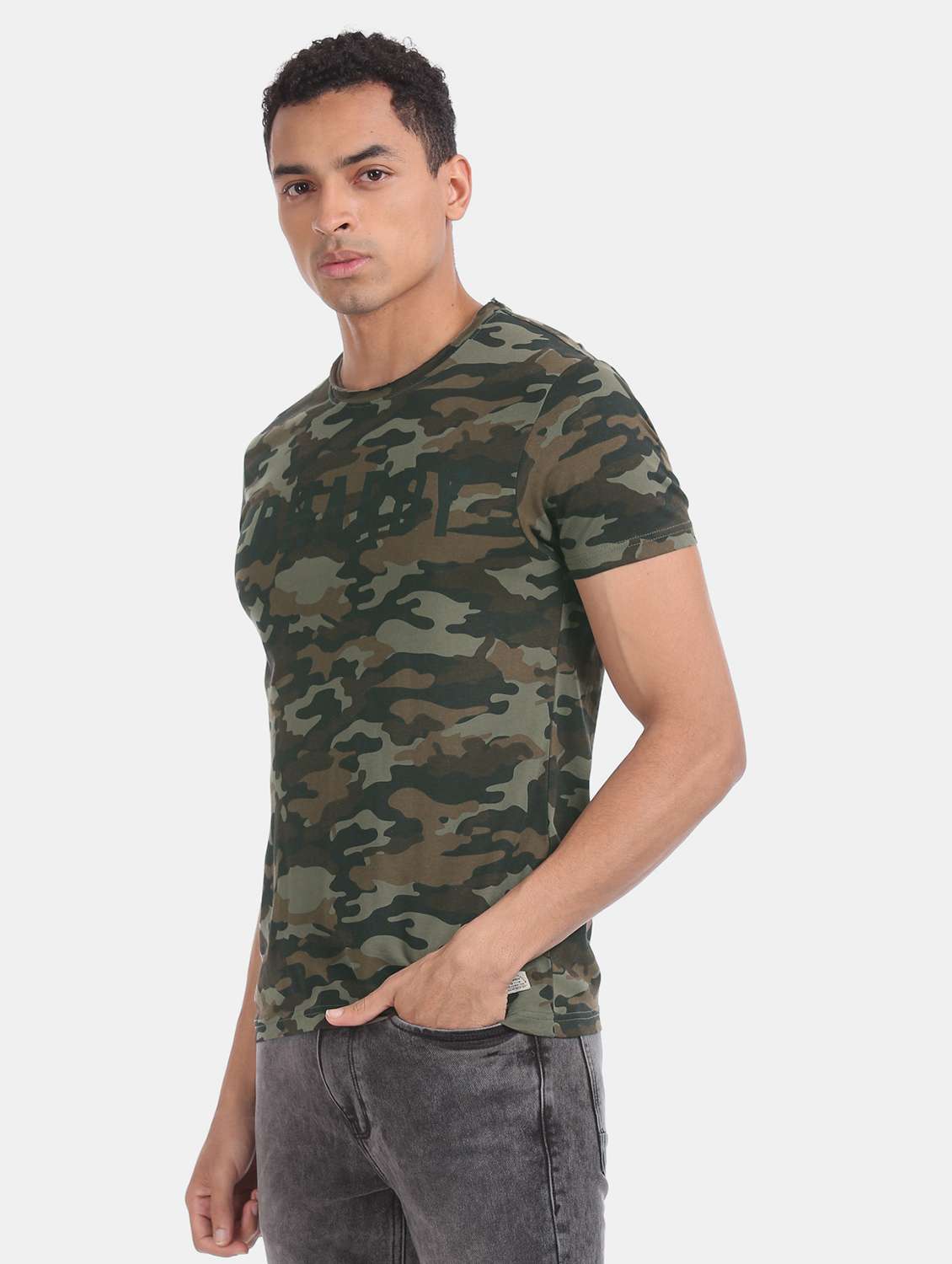 olive green camouflage t-shirt - 17631263 -  Standard Image - 1