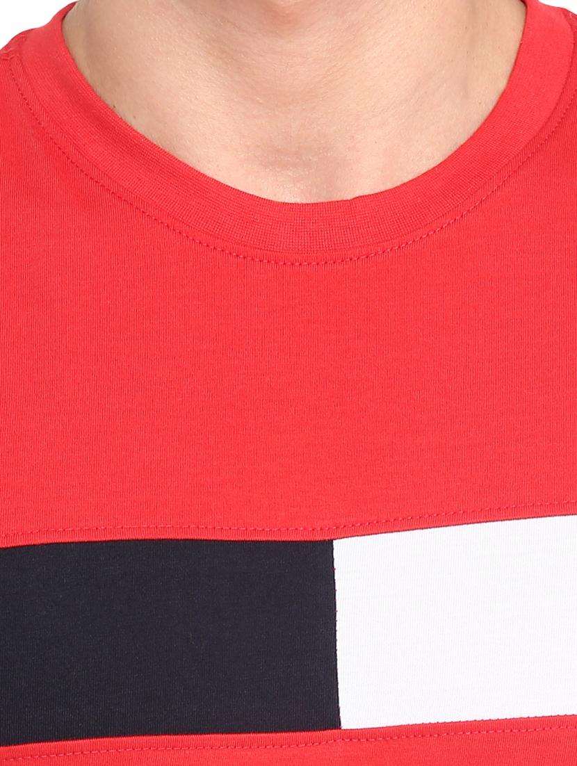 red color block cut & sew t-shirt - 17632911 - Standard Image - 4