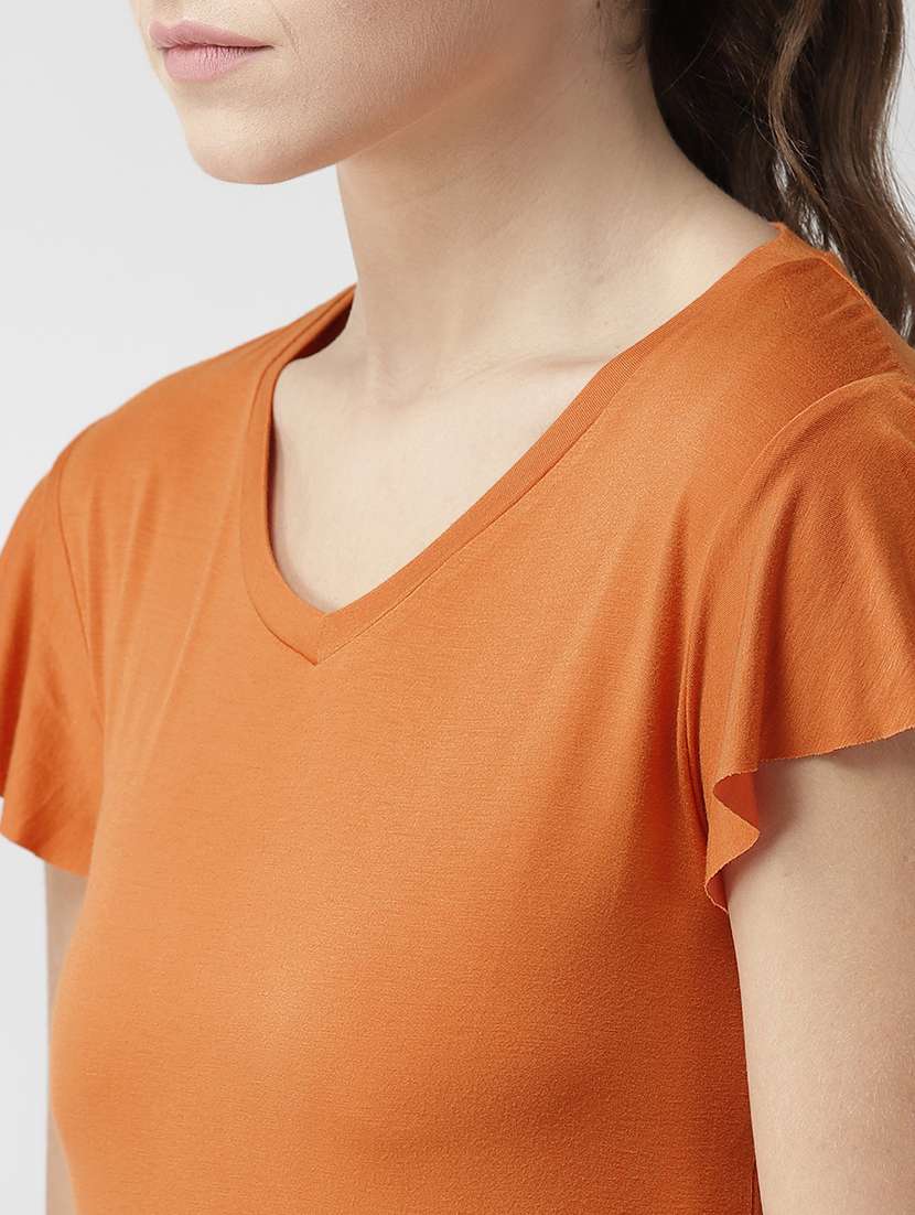 v-neck solid top - 17633048 - Standard Image - 4