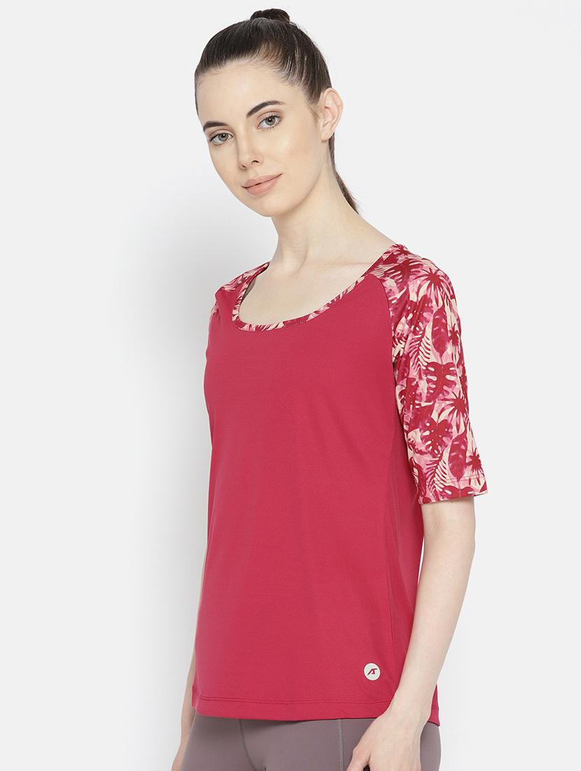 printed sleeves solid top  - 17633055 -  Standard Image - 1