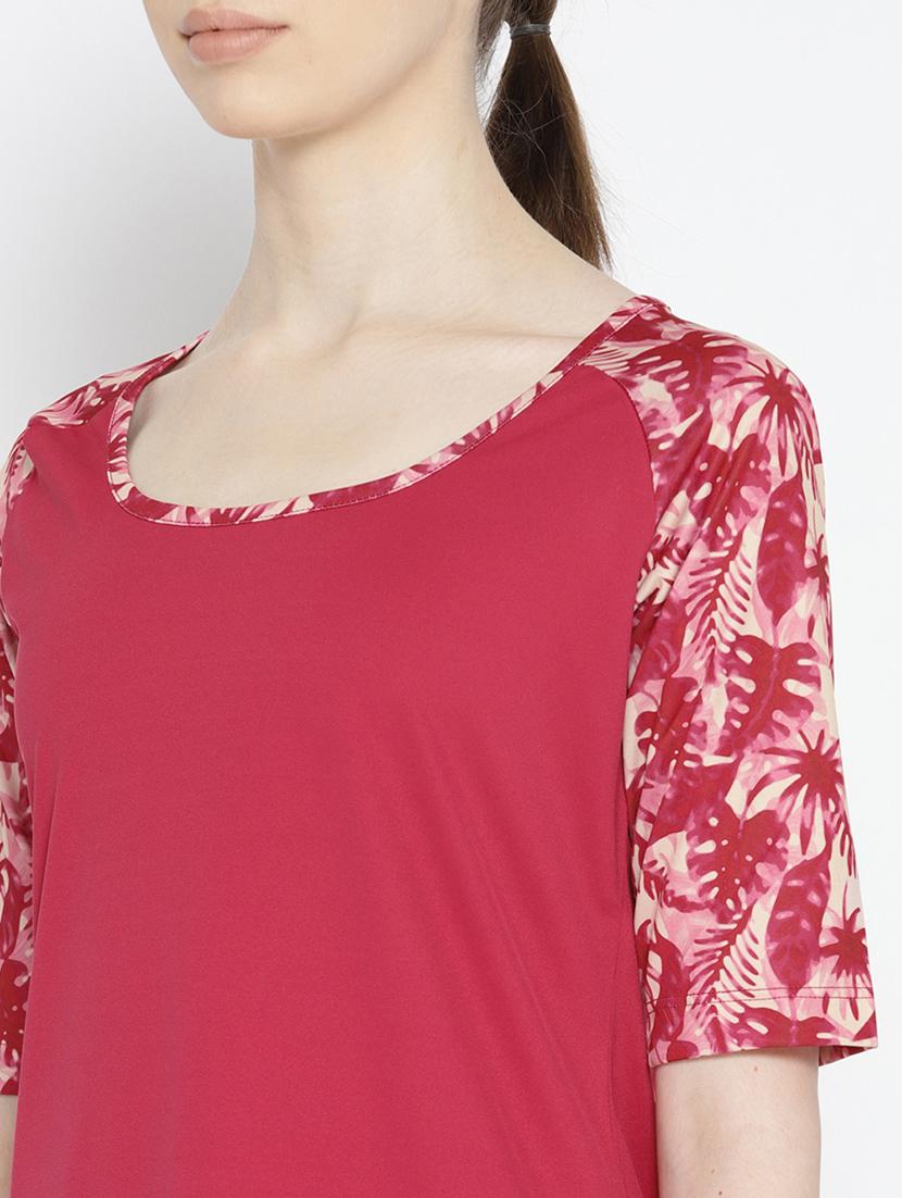 printed sleeves solid top - 17633055 - Standard Image - 4