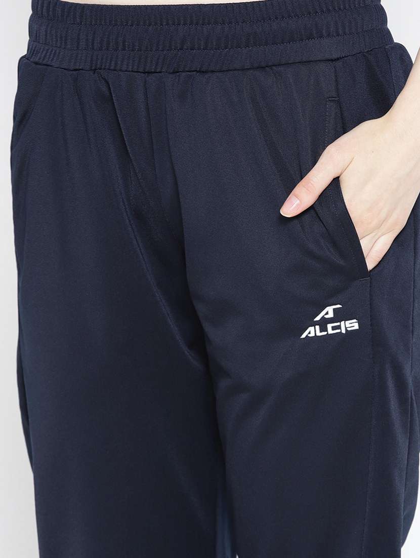 mid rise solid track pants - 17633084 - Standard Image - 4