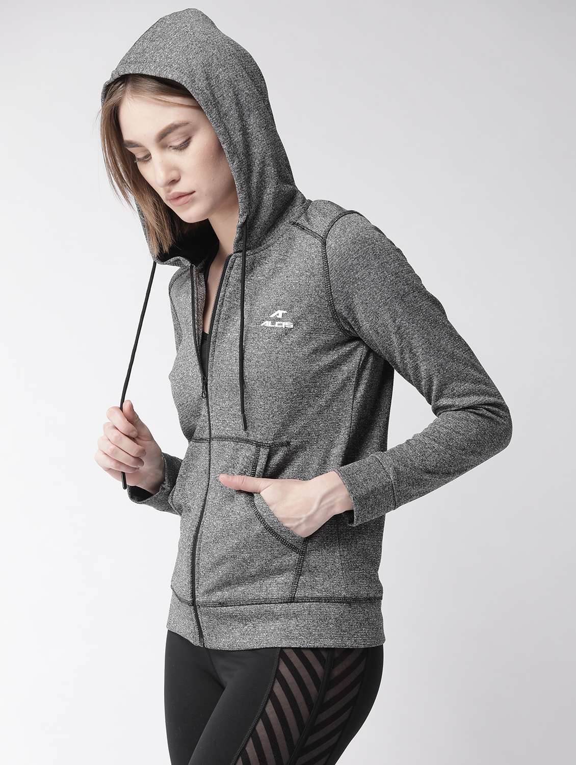 hooded neck melange jacket  - 17633088 -  Standard Image - 1