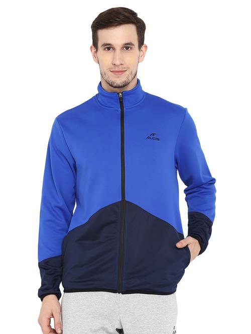blue color block casual jacket - 17633132 -  Standard Image - 0