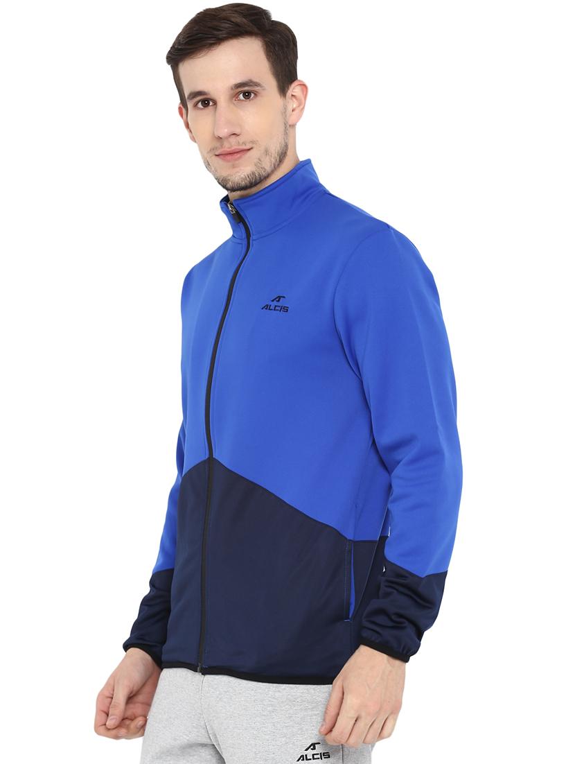 blue color block casual jacket - 17633132 -  Standard Image - 1