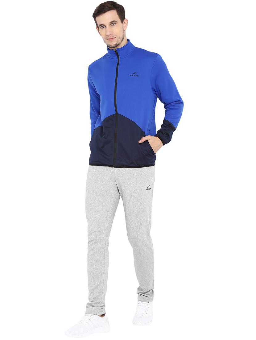 blue color block casual jacket - 17633132 - Standard Image - 4