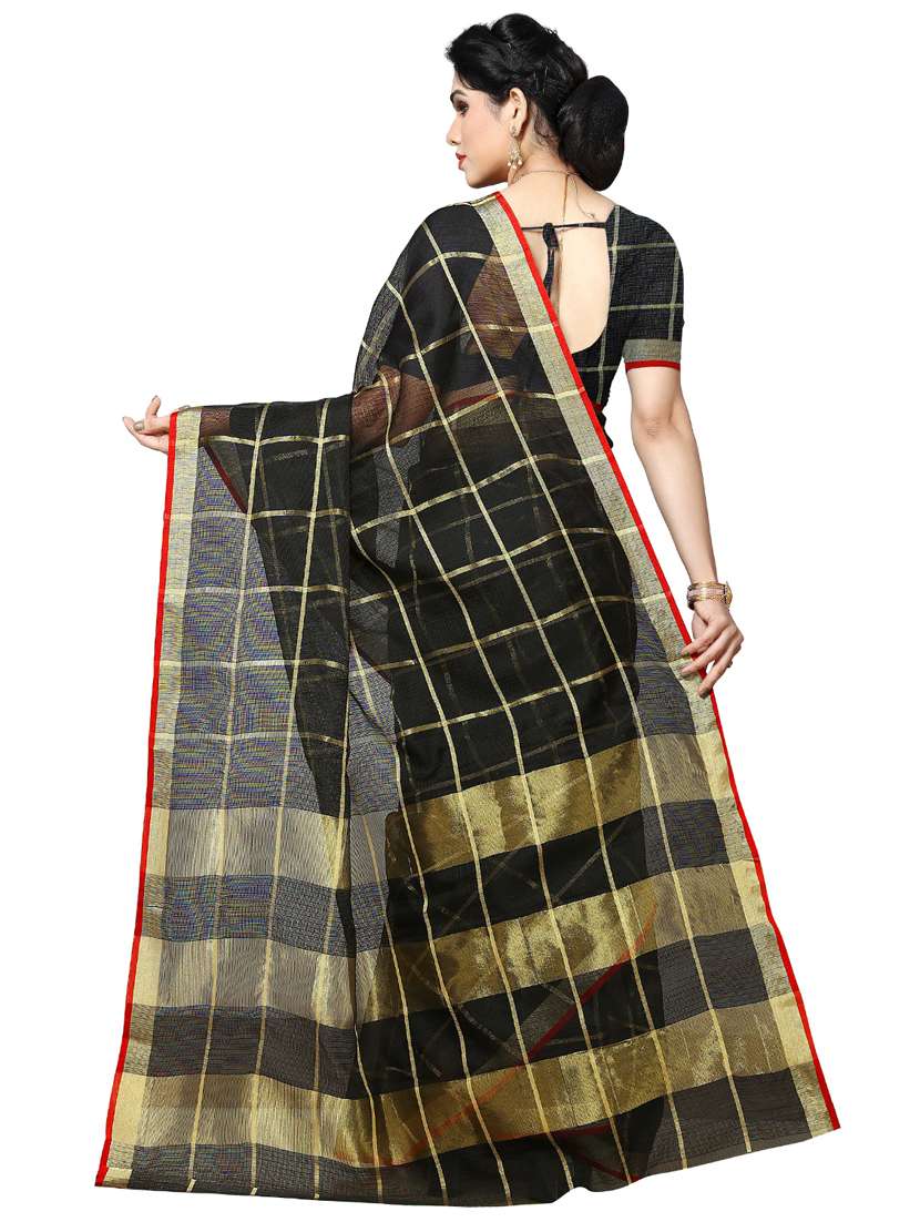 checkered kota doria saree with blouse - 17633228 - Standard Image - 1