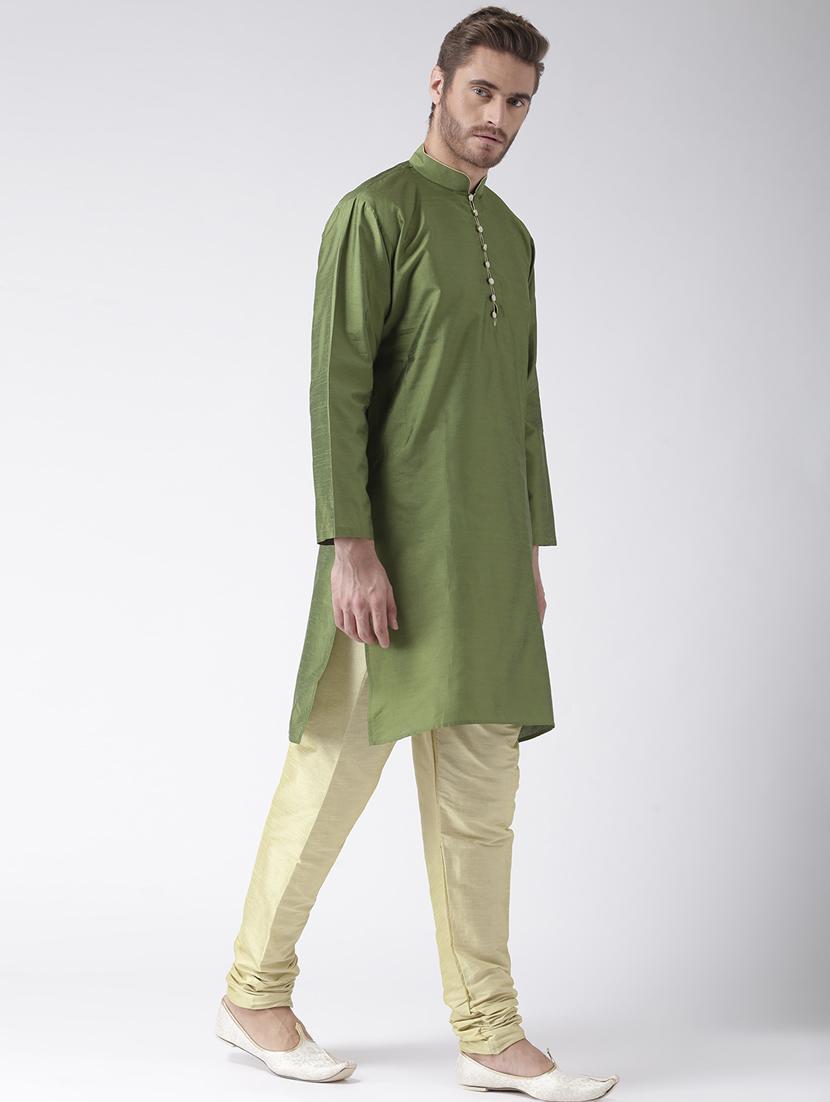 green color solid  kurta pyjama set - 17633360 -  Standard Image - 1