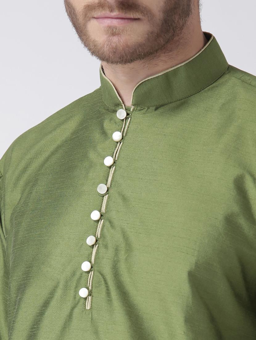 green color solid kurta pyjama set - 17633360 - Standard Image - 4