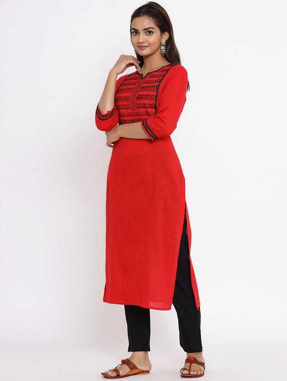 embroidered straight kurta - 17633431 -  Standard Image - 1