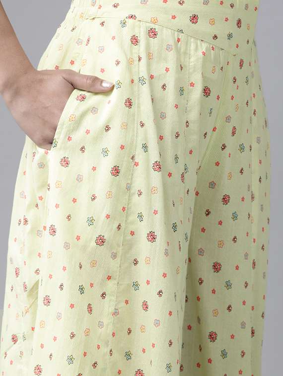 green cotton kurta palazzo  set - 17633670 -  Standard Image - 4