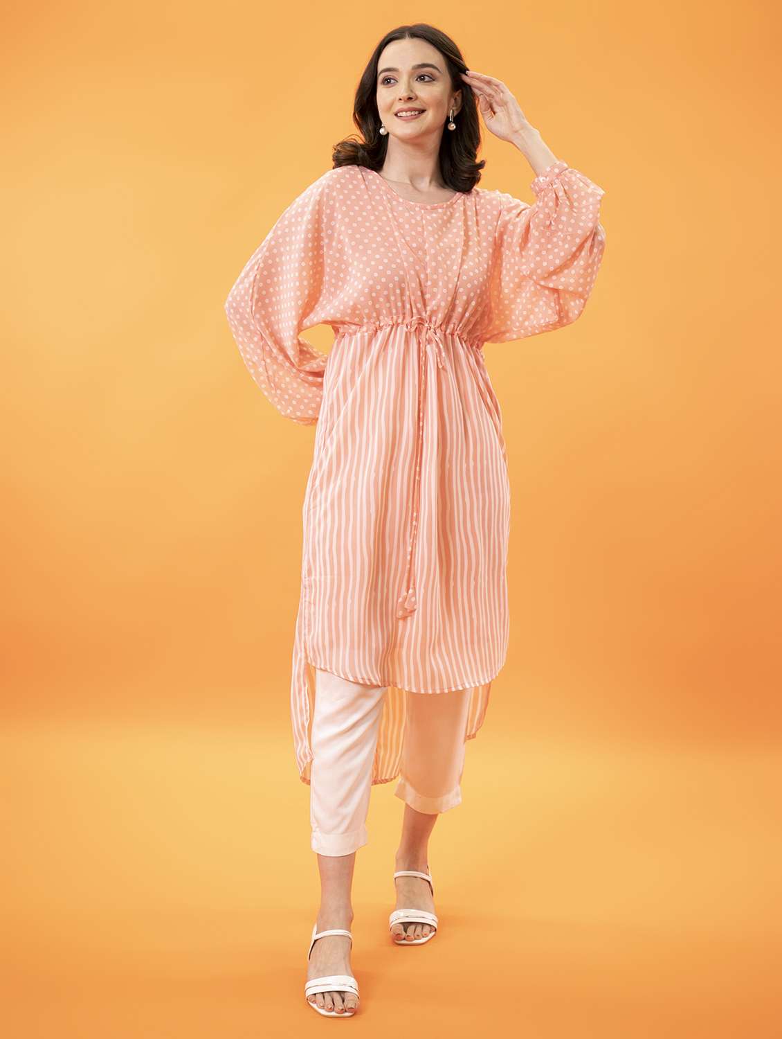 drawstring waist printed tunics kaftan