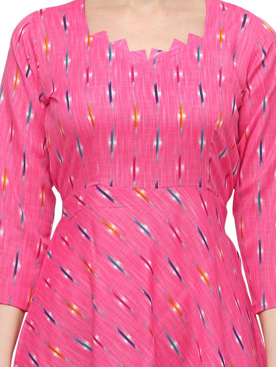 pink rayon aline ethnic dress - 17633704 - Standard Image - 4