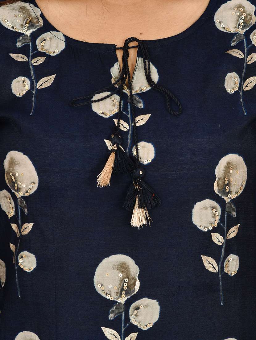 blue modal kurta pant  set - 17633856 -  Standard Image - 4