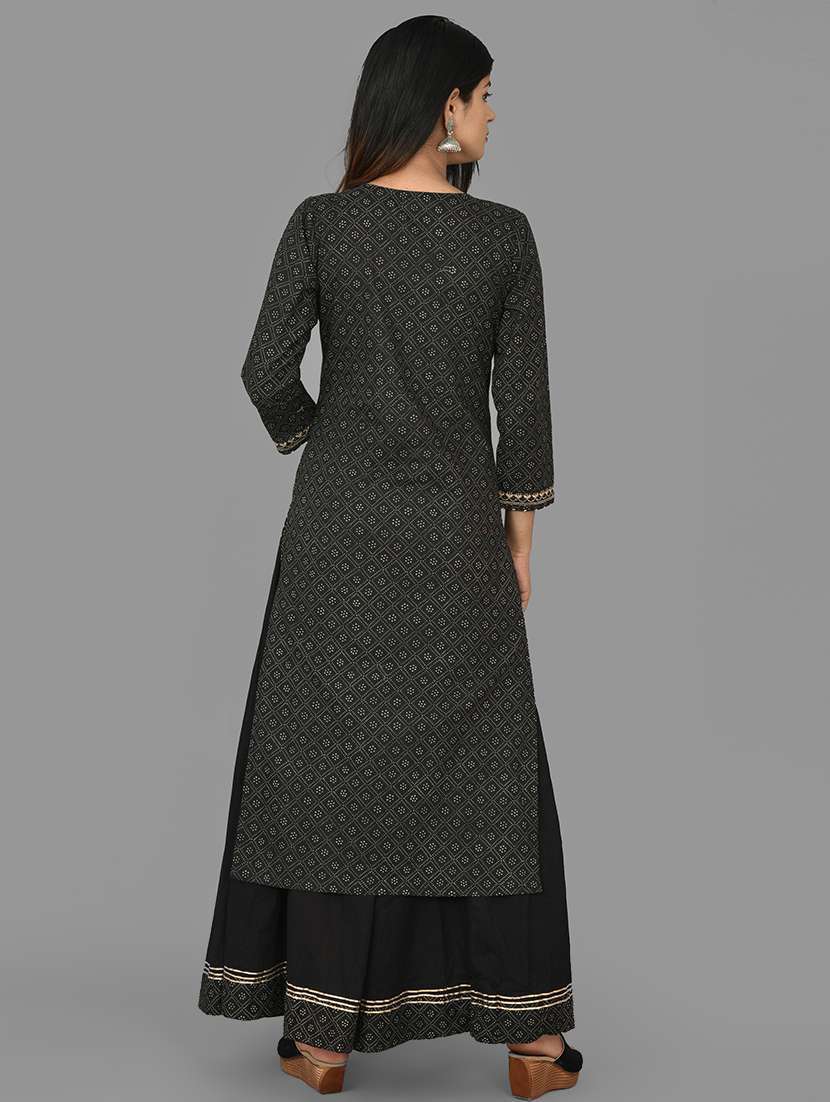 black cotton kurta sharara  set - 17633861 -  Standard Image - 4