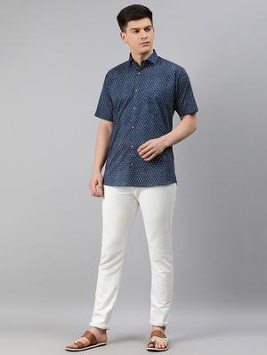 mens color block casual shirt - 17633930 - Standard Image - 3