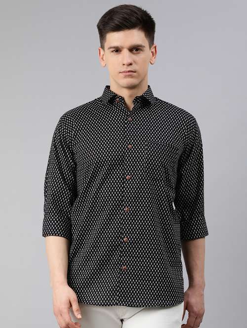 mens houndstooth casual shirt - 17633978 - Standard Image - 0