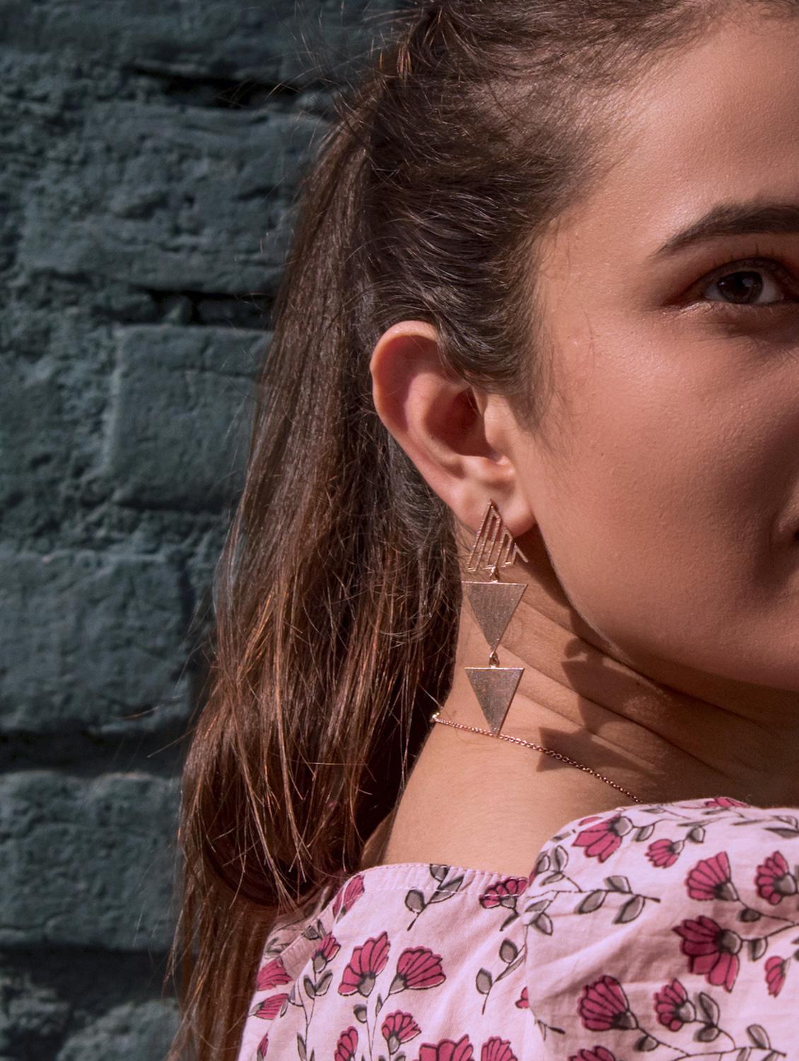 pink brass drop earring - 17637513 -  Standard Image - 1