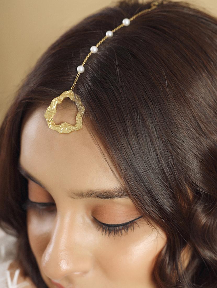 gold plated maang teeka - 17637545 -  Standard Image - 1
