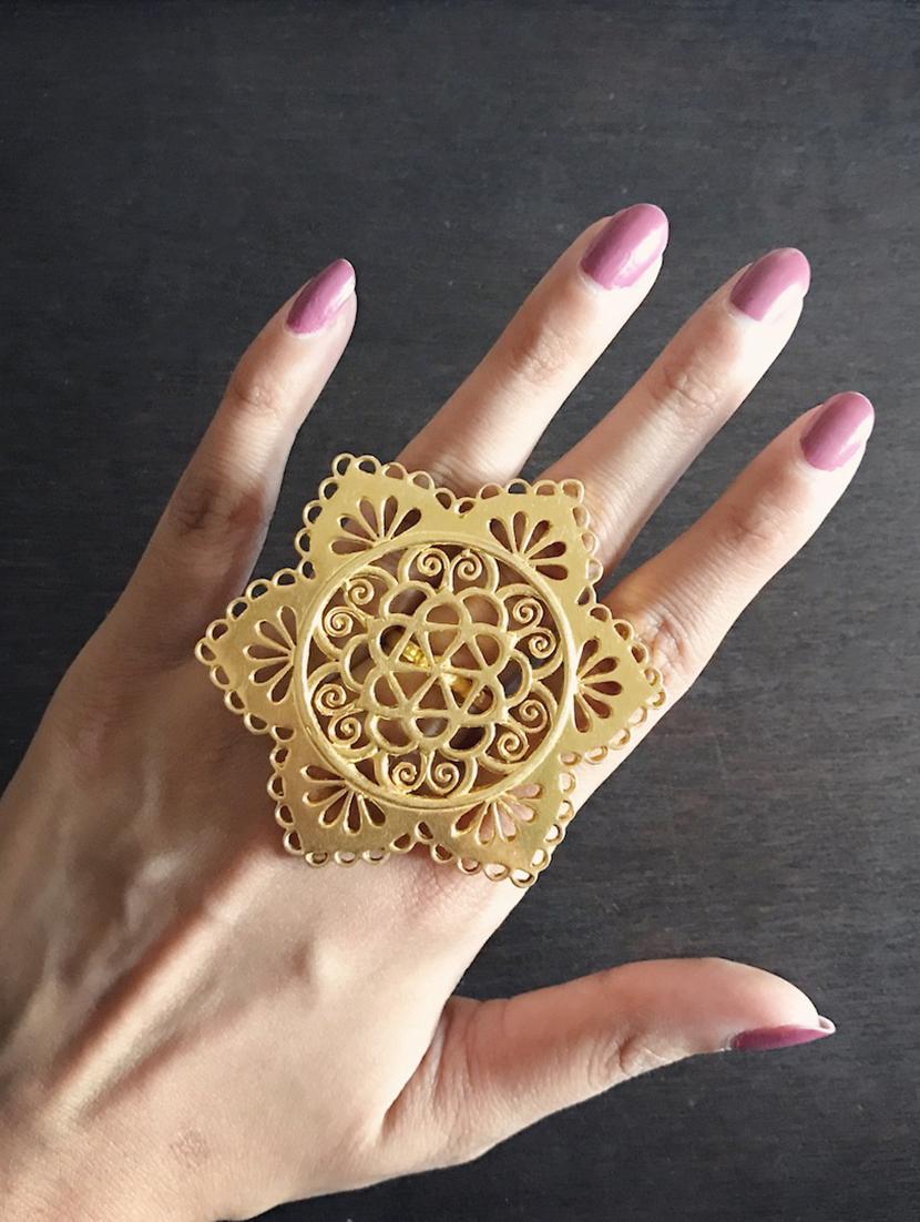 gold plated hand ring - 17637561 - Standard Image - 4