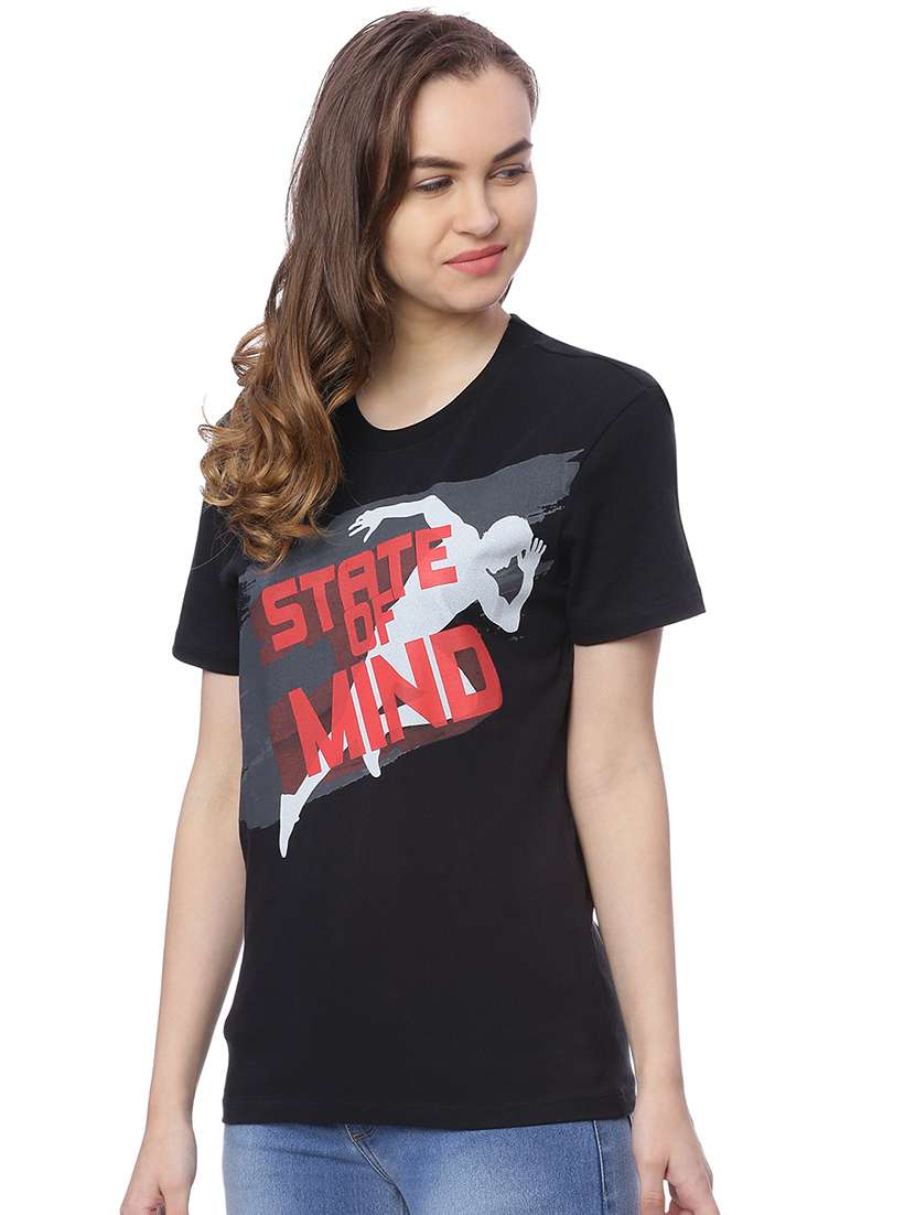 women's front print round neck t-shirt - 17640192 - Standard Image - 1