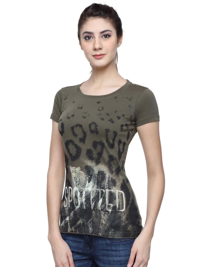 women's front print round neck t-shirt - 17640200 - Standard Image - 1