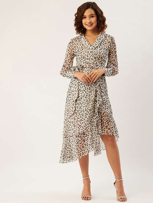 tie front ruffled wrap dress - 17642062 -  Standard Image - 0