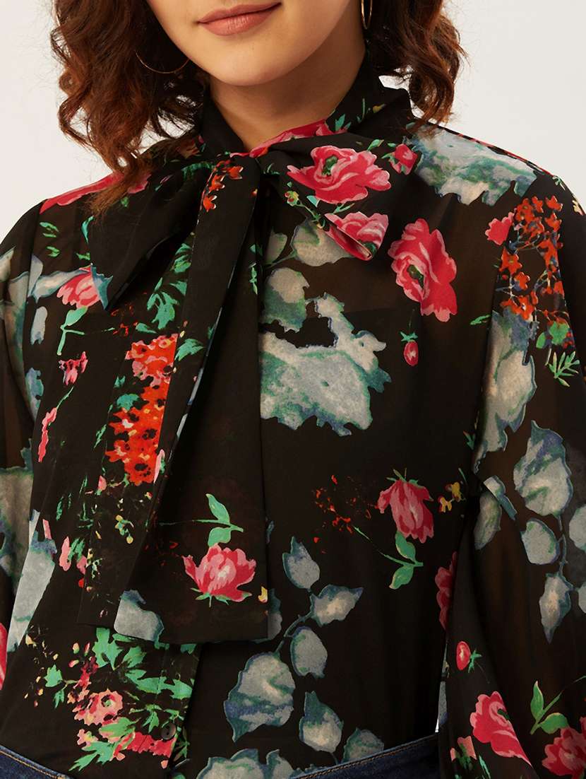 tie up neck floral top - 17642113 - Standard Image - 6