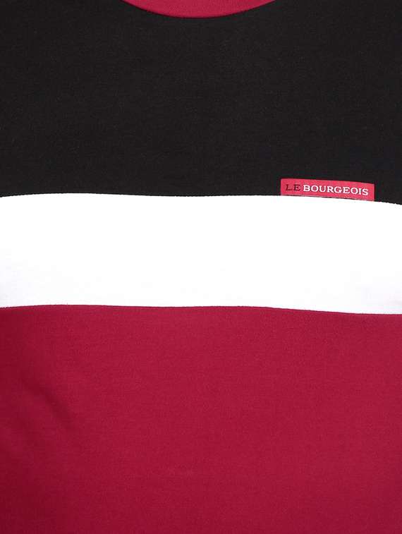 maroon color block cut & sew t-shirt - 17643227 -  Standard Image - 4
