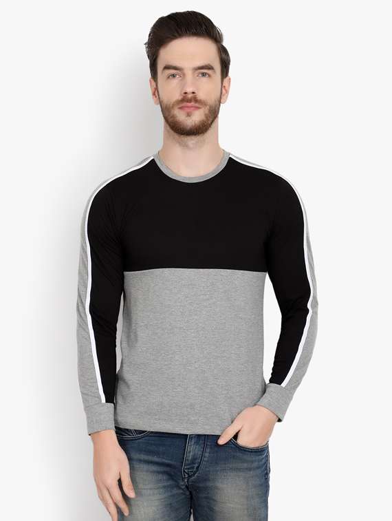 black color block cut & sew t-shirt