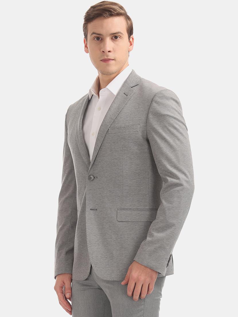 grey self design single breasted formal blazer - 17644509 -  Standard Image - 1