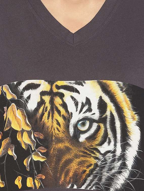 women's front print v neck t-shirt - 17645337 -  Standard Image - 4