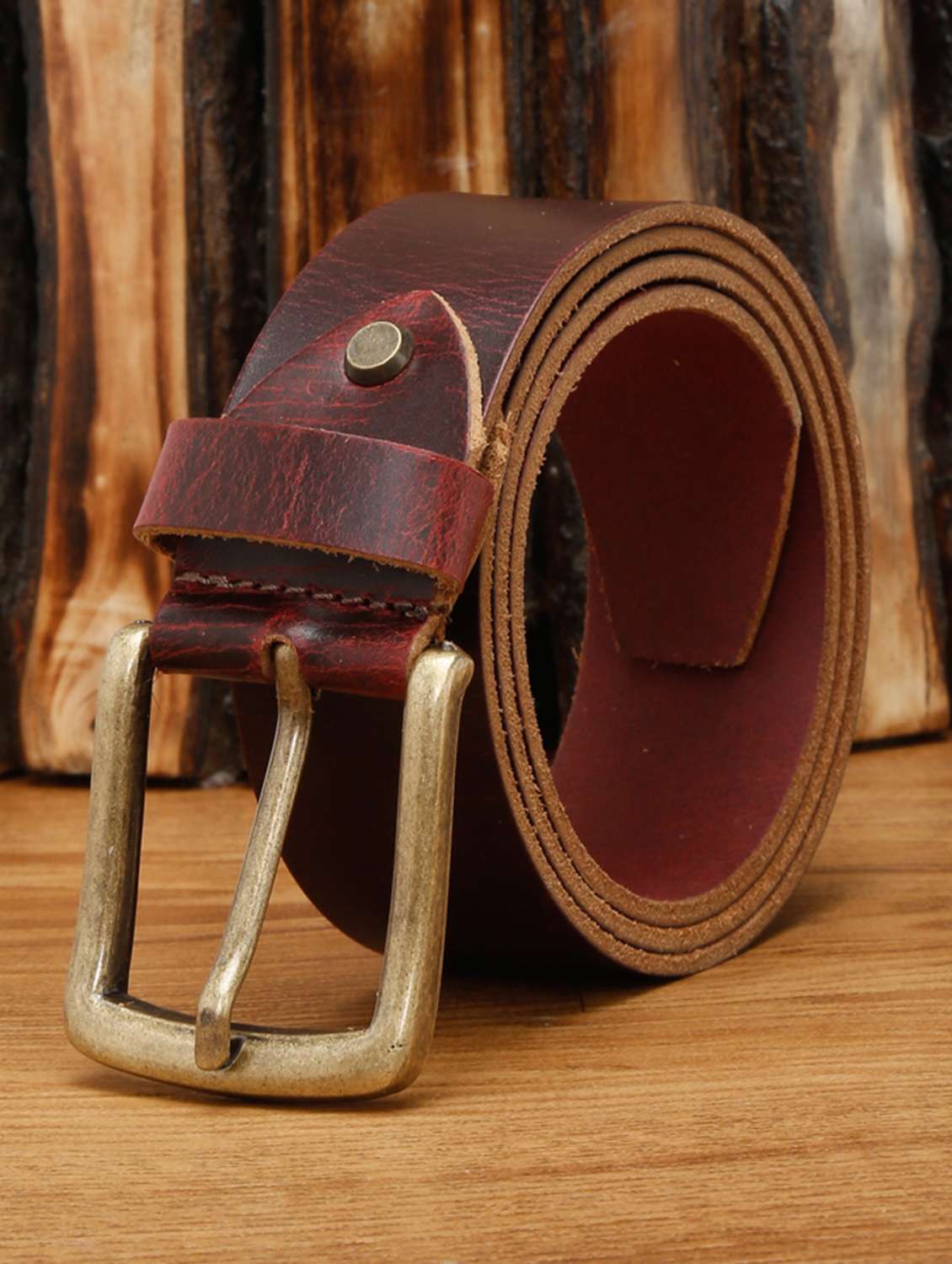 ruby red leather belt