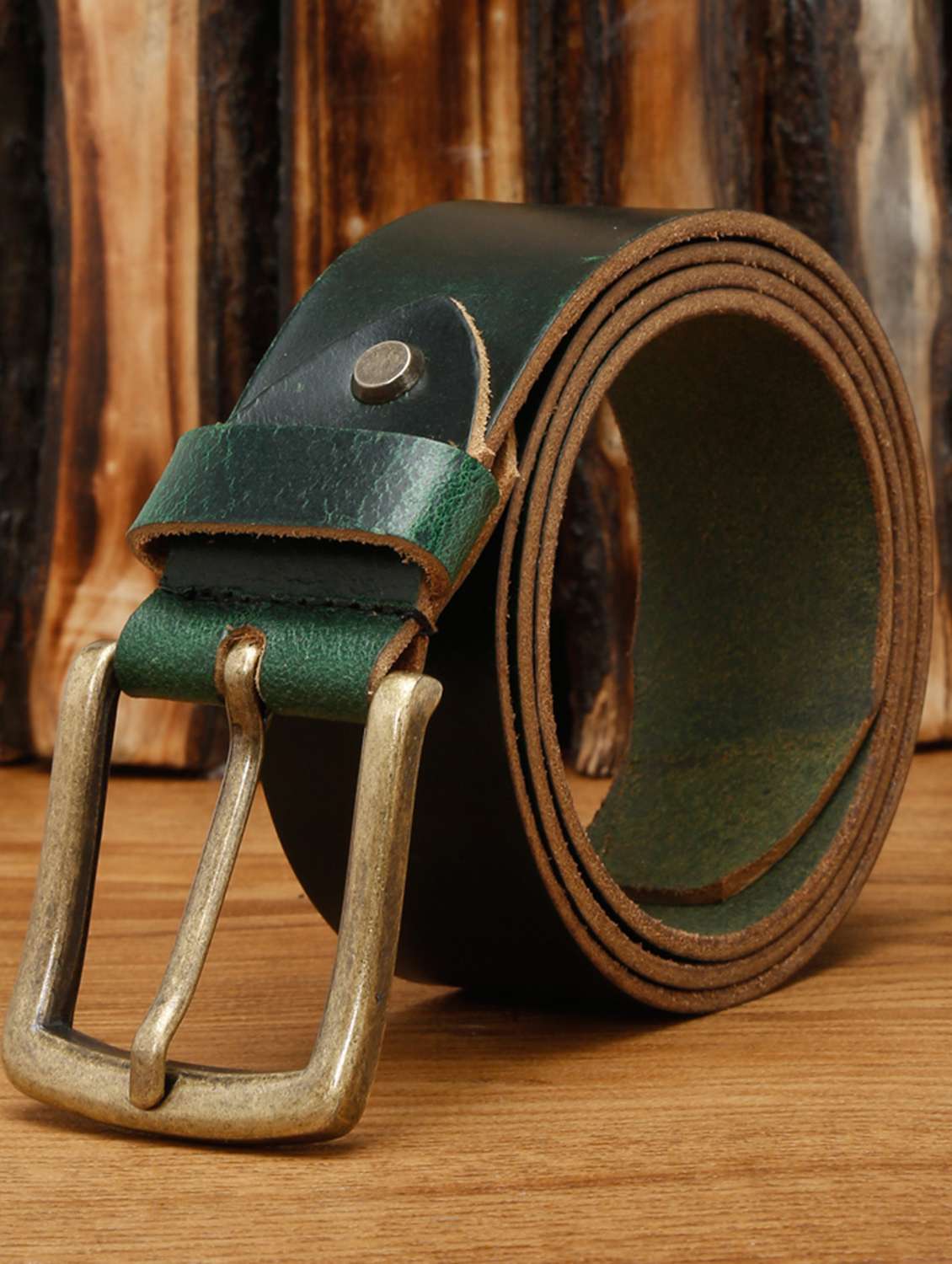 juniper green leather belt
