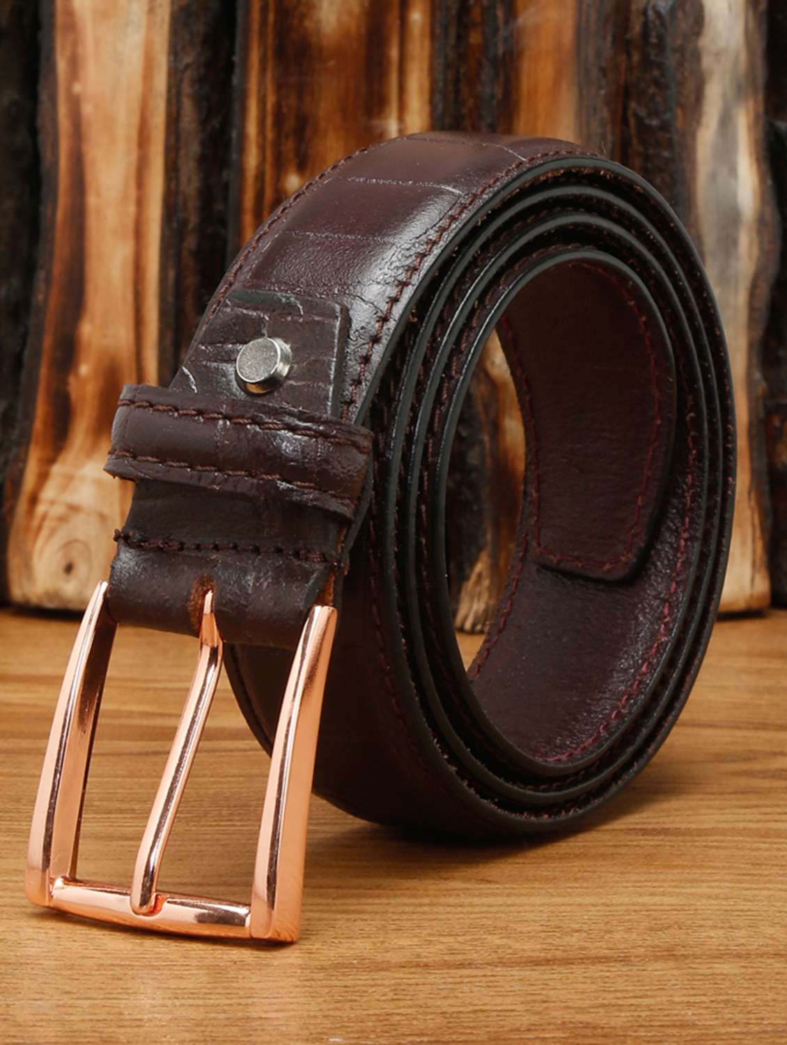 brunette brown leather belt