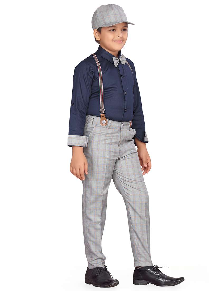 grey cotton blend suit sets  - 17646550 -  Standard Image - 1