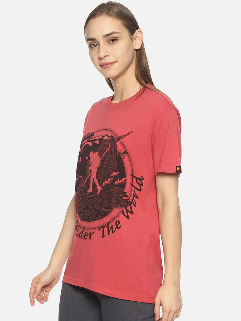 women's front print crew neck t-shirt - 17646648 -  Standard Image - 1