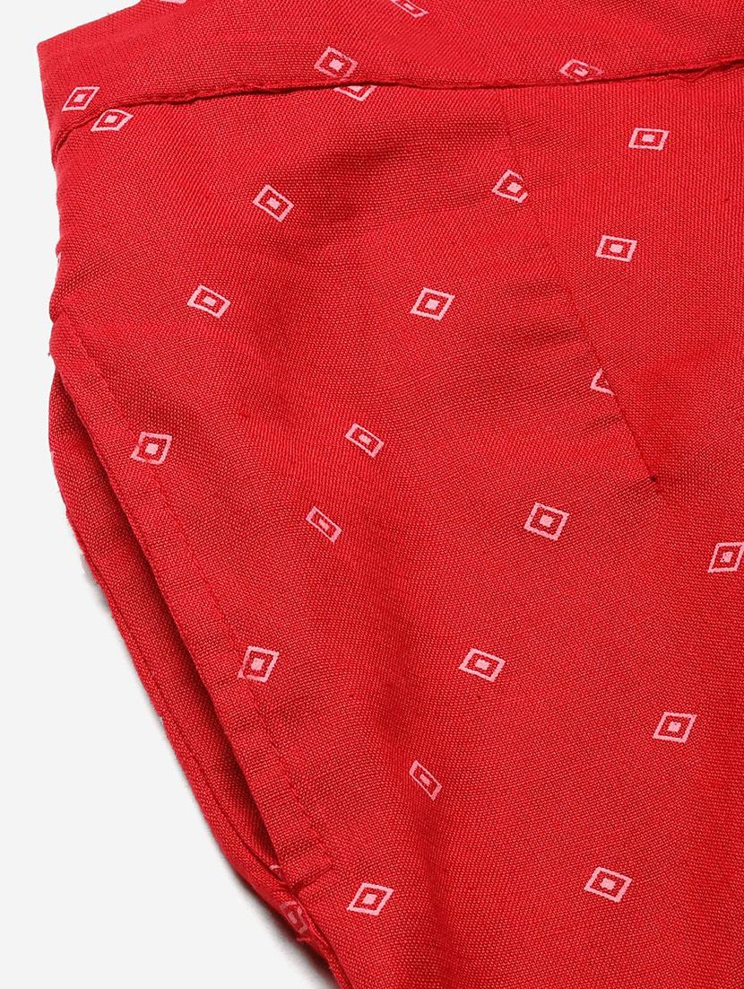 red mid rise flat front trousers - 17646668 - Standard Image - 4
