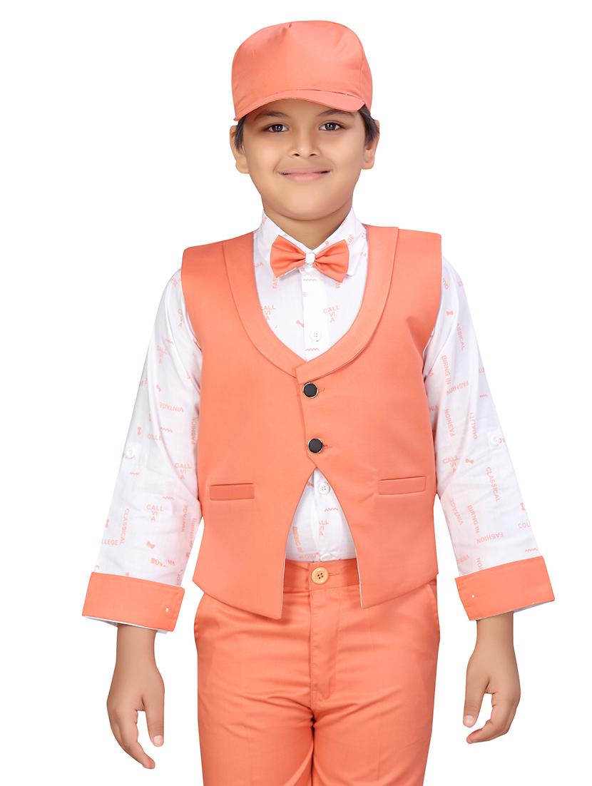 orange cotton blend suit sets - 17646775 - Standard Image - 4