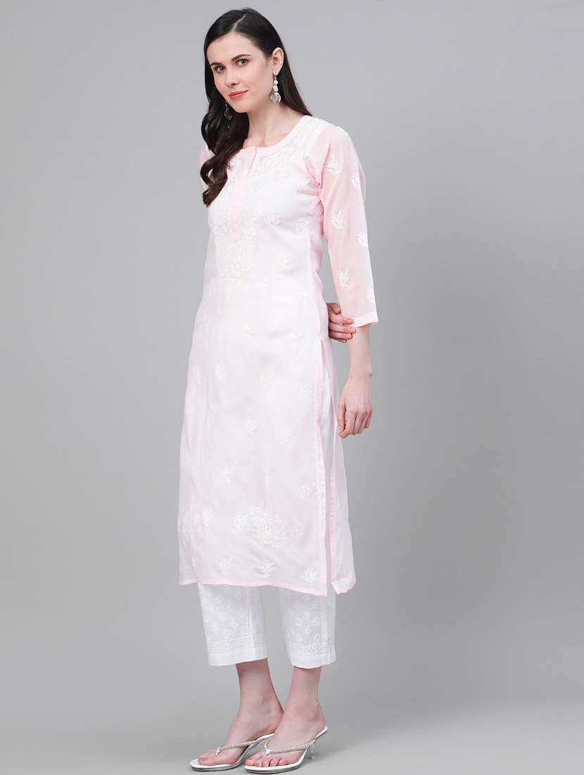 ada hand-embroidered chikankari kurta pant set - 17646866 -  Standard Image - 1