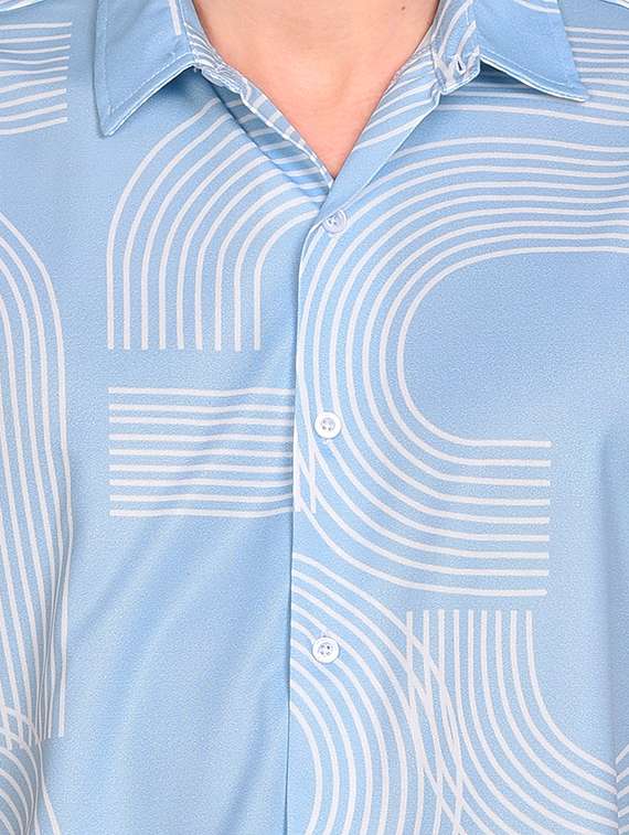 light blue printed casual shirt - 17646873 - Standard Image - 4