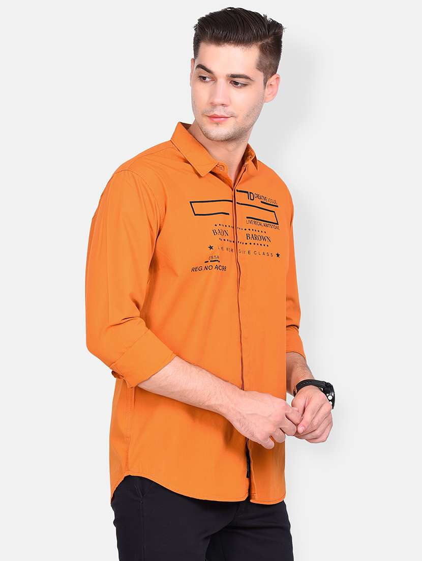 orange printed casual shirt - 17646880 - Standard Image - 1