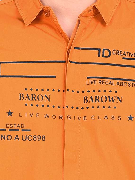 orange printed casual shirt - 17646880 - Standard Image - 4