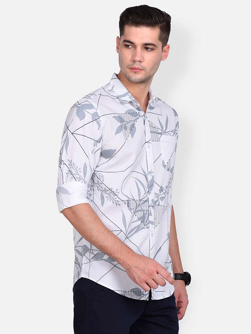 white printed casual shirt - 17646881 -  Standard Image - 1
