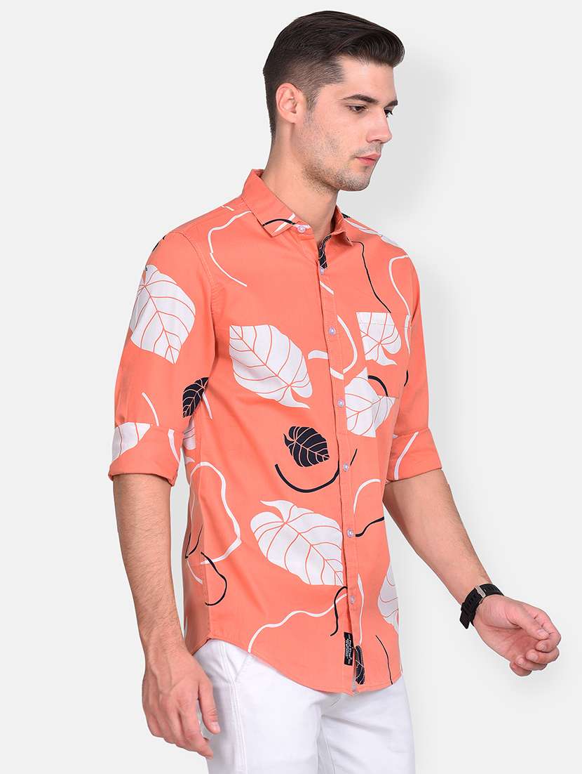 orange printed casual shirt - 17646885 - Standard Image - 1