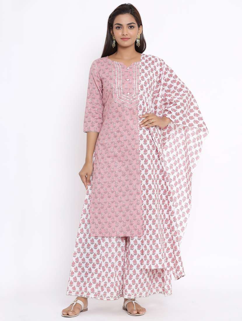 women kurta palazzo set with dupatta